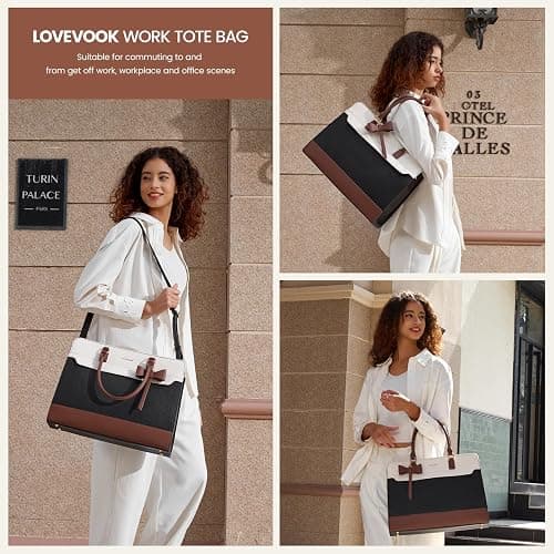LOVEVOOK Laptop Tote Bag for Women,Leather Work Bag, Waterproof Business Teacher Bag,Large Computer Handbag Purse Briefcase,Office Gifts for Women thumbnail 2