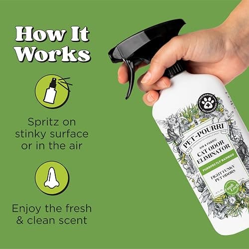 Pet-Pourri Smell Ya Litter Cat Litter Deodorizer Spray, Purrfectly Bamboo 3.4 Fl Oz, Up to 170 Uses, Pet Odor Remover with Essential Oils for Air, Carpet, Urine, Vet Recommended, Bergamot Bamboo Scent thumbnail 5