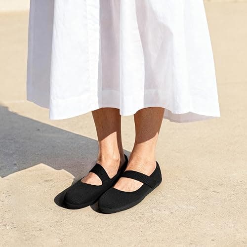 DREAM PAIRS Women's Mary Jane Wide Toe Ballet Flats | Stretchy knit barefoot, Breathable machine washable upper, Anti-slip flexible outsole, Adjustable elastic straps thumbnail 8
