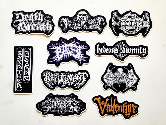 Death Metal Sticker Pack (10 Stickers) Set 12 Breath Hideous Grindcore Divinity slam Brutal Thrash Extreme Old School Blast Beat Vinyl Decal Logo Laptop Guitar case Hardcore Gore Heavy Underground thumbnail 2