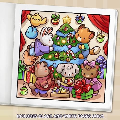 Merry Christmas: Cozy Coloring Book for Adults and Teens with Adorable Characters and Cute Holiday Scenes for Relaxation thumbnail 3