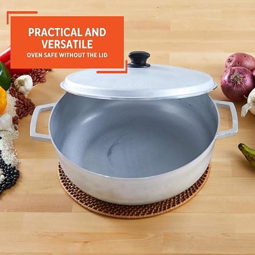 IMUSA 7.5 Quart Traditional Natural Made in Colombia Caldero with Lid for Cooking and Serving,Silver thumbnail 6