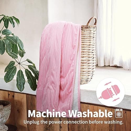 Texciting Heated Blanket Electric Blanket Throw 50”X60”-Heating Throw with 5 Heat Settings-3 Hours Auto Off,ETL Certified,Machine Washable (Pink) thumbnail 7