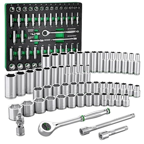 SK 3/8" Drive Socket Set with 160-P Ratchet, 56-Piece, SAE & Metric, SuperKrome Finish, Premium CR-V Construction, with EVA Foam Tool Organizer - Image 1