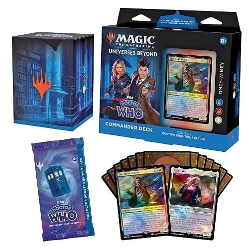Magic: The Gathering Doctor Who Commander Deck – Timey-Wimey (100-Card Deck, 2-Card Collector Booster Sample Pack + Accessories) - Image 1