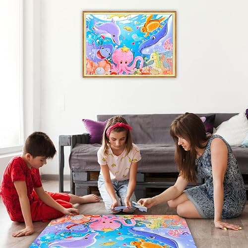 Jumbo Floor Puzzle for Kids Underwater Jigsaw Large Puzzles 48 Piece for Toddler Children Learning Preschool Educational Intellectual Development Toys 3-5 4-8 Years Old Gift for Boys and Girls thumbnail 8