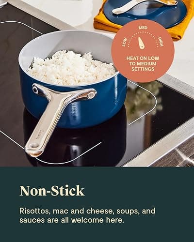Caraway Nonstick Ceramic Sauce Pan with Lid (1.75 qt) - Non Toxic, PTFE & PFOA Free - Oven Safe & Compatible with All Stovetops (Gas, Electric & Induction) - Marigold thumbnail 6