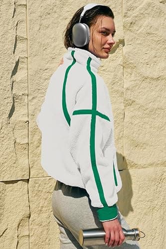 Panadila Womens Half Zip Sherpa Fleece Pullover Soft Oversized Sweatshirt with Pockets Warm Fuzzy Sweater thumbnail 5