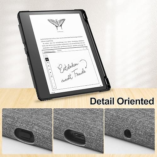 HGWALP Slimshell Clear Case for Kindle Scribe 10.2" (2024/2022 Release),Kindle Scribe Case Cover 10.2 inch 2024/2022 with Pen Holder and Auto Sleep/Wake Function-Grey thumbnail 3