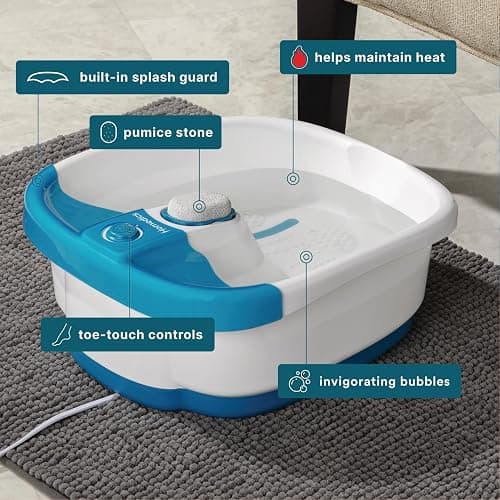 Homedics Bubble Mate Foot Spa, Toe Touch Controlled Foot Bath | with Invigorating Bubbles and Splash Proof, Raised Massage Nodes and Removable Pumice Stone thumbnail 4