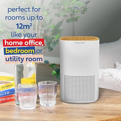 Russell Hobbs Air Purifier for Bedroom Home 100m ³/h CADR, 99.95% Carbon Filter Captures Bacteria, Allergies Odour, Dust, LED Display, Clean Air Mini Aroma White Scandi Wood Effect RHAP1032WDW thumbnail 6