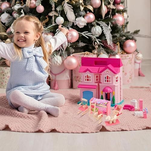 JOINPAYA Wooden Dollhouse Bedroom Furniture: Doll Bunk Bed Rocking Horse Chair, DIY 1:12 Scale Miniature Doll House Decoration Accessories for Ages 3+ Role-Playing thumbnail 7