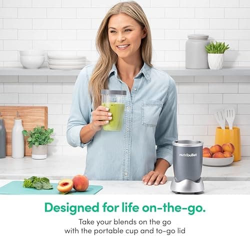 nutribullet Personal Blender, Shakes, Smoothies, Food Prep, and Frozen Blending, 24 Ounces, 600 Watt, Gray, NBR-0601WM thumbnail 7