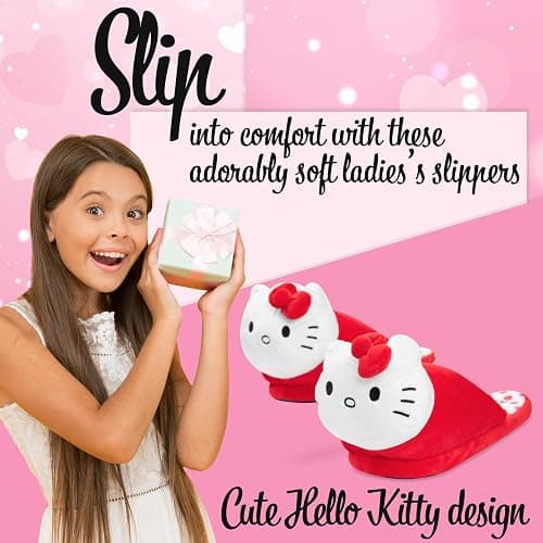 Hello Kitty Sanrio 3D Slippers for Girls, Teens, and Women, Anti-Slip Sole, Indoor House Shoes, Kawaii Cozy Gifts for Her thumbnail 3