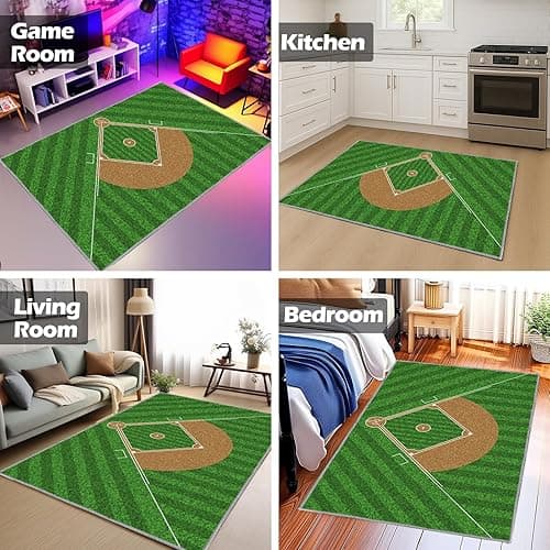 Osimiccp Baseball Rug for Bedroom 3'x5' Non Slip Sports Rug for Living Room Baseball Room Decor - 3' x 5' (Rectangular) - Baseball_1 thumbnail 4