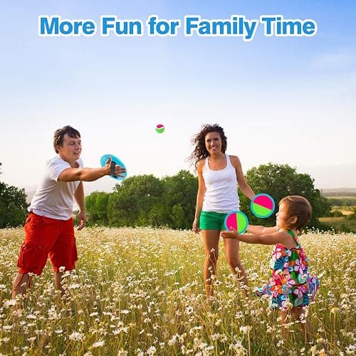 Aunnitery Outdoor Games, Toss and Ball Set with 6 Paddles and 3 Balls, Perfect Yard Games Outdoor Toys Games for Kids Ages 4-8 Easter Gifts for Kids/Adults/Family thumbnail 6