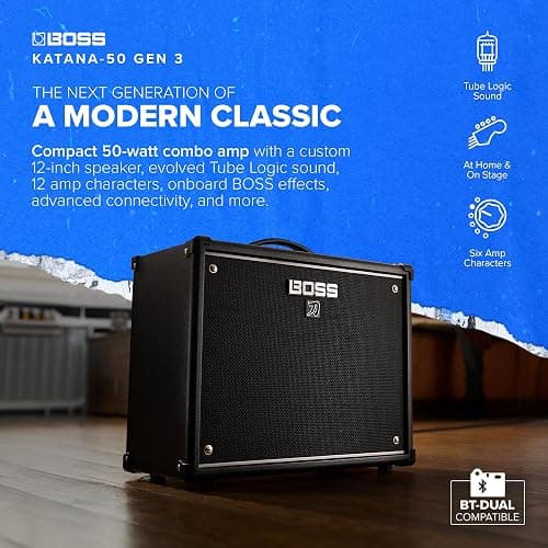 BOSS Katana-50 Gen 3 Guitar Amplifier | Compact 50-Watt Combo Amp | Custom 12-Inch Speaker | Evolved Tube Logic Sound | 12 Amp Characters | Onboard BOSS Effects | Advanced Connectivity & More thumbnail 2