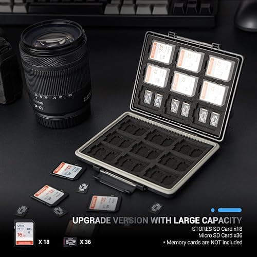 [High Capacity] 54 Slots Memory Card Case for 36 Micro SD and 18 SD Cards with Labels,Water-Resistant Anti-Shock Anti-Dust,Micro SD/SDHC/SDXC TF Card and SDHC/SDXC Holder Organizer Storage thumbnail 5