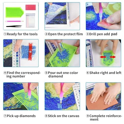 OWAY Full Drill 5D Diamond Painting 20X16 inch, Paint by Number Kits Starry Night Diamond Painting Kits for Home Wall Decor thumbnail 5