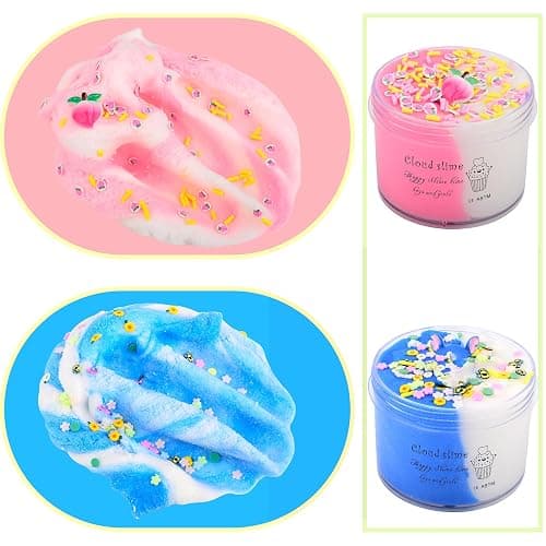 2 Pack Cloud Slime Kit with Blue Cake and Pink Charms, Scented DIY Slime Supplies for Girls and Boys, Stress Relief Toy for Kids Education, Party Favor, Gift and Birthday thumbnail 5