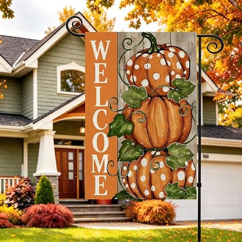 Fall Decorations Garden Flag 12x18 Inch for Outside Double Sided Weather & Fade Resistant Pumpkin Welcome Yard Flags Thanksgiving Outdoor Home Fall Decor thumbnail 2