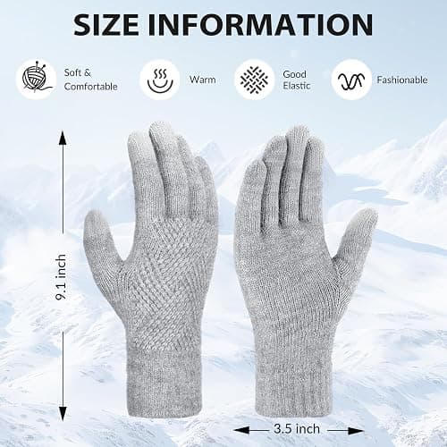 Tavaleu Womens Winter Gloves - Gloves for Women Cold Weather, Warm Touch Screen Fleece Lined Glove, Elastic Cuff Knit Glove thumbnail 3
