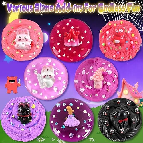 Joytry Red Black Slime Kit 8 Packs, Kids Slime Toys, Cloud, Butter Clear Slime with Cute Bunny Cat Charms, Goodie Bag Stuffers for Birthday Christmas Easter Gift thumbnail 6