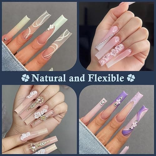 Luckyfairy XXL Nail Tips Square 120 Pcs 12 Sizes | No C Curve, Pre-buff, Half Cover, 2XL Straight Tapered Gel Acrylic Nail Tips False Nails Gelly Tips, For DIY Salon Home thumbnail 2