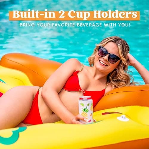 JOYIN Giant Inflatable Pizza Slice Pool Float, Fun Pool Floaties, Swim Party Toy, Summer Pool Raft (1 Pack), Extra Large with Cup Holders thumbnail 5