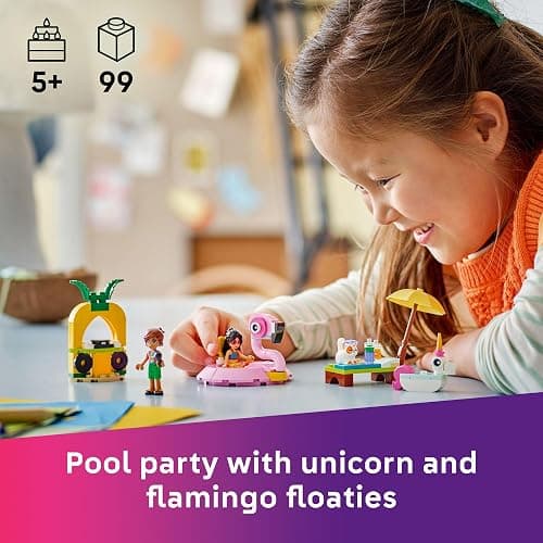 LEGO Friends Unicorn & Flamingo Pool Party Pretend Play Building Toy - Creative Storytelling Playset for Kids for Boys & Girls, Ages 5+ - Birthday Gift Idea for Kids - 42658 thumbnail 2