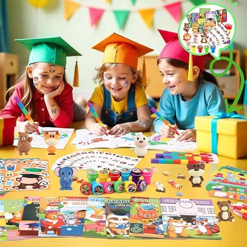 BenLouis 192 Pcs Graduation Party Favors for Kids Preschool Kindergarten Classroom Gifts Prize Coloring Books Set Bulk for Students Congrats Grad Goodie Bags Stuffers（Graduation Animals） thumbnail 7
