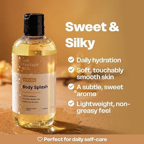 Her Fantasy Box | Body Splash Vanilla Drip Fragrance Oil – Warm Vanilla Sugar Scent with Creamy Cashmere & Sandalwood, Lightweight Hydrating Body Oil, Vegan & Cruelty Free thumbnail 2