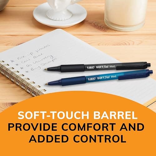 BIC Soft Feel Retractable Ballpoint Pen,1.0 mm Medium Point, Bulk School Supplies for Students and Teachers, No-Slip Grip, 36-Count in Black & Blue thumbnail 5