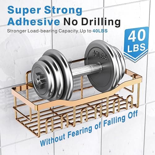 EUDELE Shower Caddy 2 Pack, Adhesive Organizer for Bathroom Storage, Home Decor & Kitchen, No Drilling, Rustproof Stainless Steel Shelf, Bathroom Decor Sets thumbnail 5