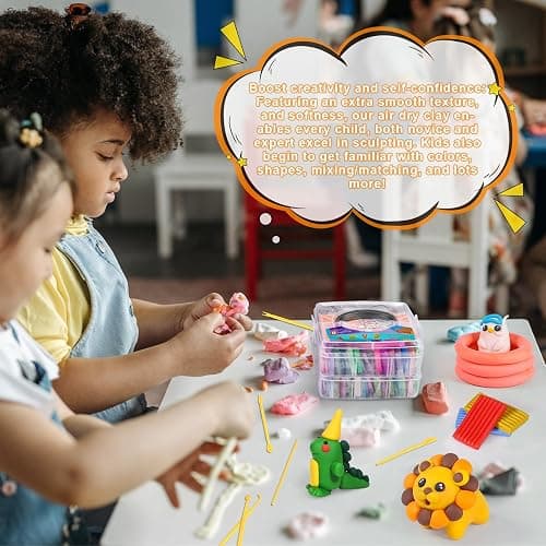 Polymer Clay 60 Colors, CiaraQ Modeling Clay for Kids, Oven Bake Clay with Sculpting Tools, Ideal for Sculpture, Crafting, DIY Projects thumbnail 2