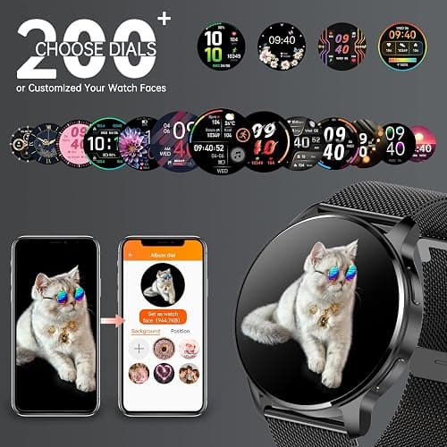 Erkwei Montre Connectée Femme avec Appel Bluetooth Assistants AI 1.32" Smartwatch SpO2 Fréquence Cardiaque Sommeil Lecteur Musique Podomètre Calorie 3 Bracelet Sprot Montre Connectée pour Android iOS thumbnail 4