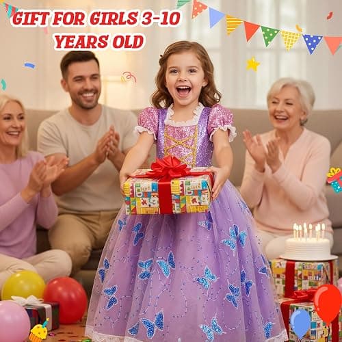 Meland Princess Dresses for Girls - Light Up Princess Costume for Little Girl, Halloween Costumes & Gift for Toddler Age 3-10 thumbnail 4