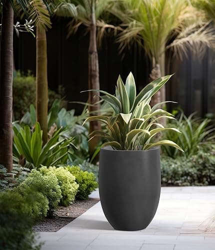 Kante 21.7" H Burnished Black Tall Planter, Large Outdoor Indoor Decorative Pot with Drainage Hole and Rubber Plug, Modern Round Taper Style for Home and Patio thumbnail 6