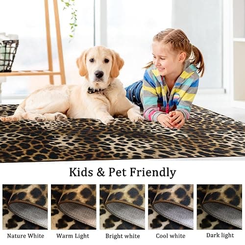 Foxmas Leopard Area Rugs for Living Room, 8x10 Feet Machine Washable Cheetah Print Rug, Non-Slip Indoor Floor Animal Rug, Carpet for Bedroom Dining Room Laundry Room Kitchen Home Office, Dark Brown thumbnail 2