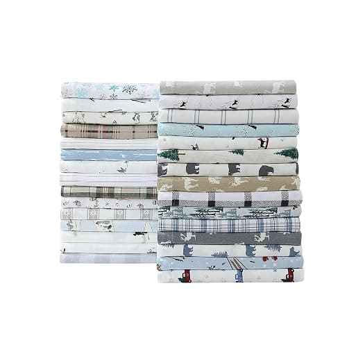 Eddie Bauer - Flannel Sheets Full Size, Anti-Pilling & Wrinkle Resistant Cotton, Touchably Soft for All-Season Comfort - Bed Sheets with Matching Pillowcases & Fitted Sheet (School of Fish Green) thumbnail 13