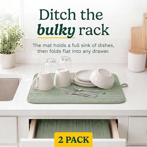 Cuisinart Dish Drying Mat for Kitchen Counter, 2-Pack XL 18"x24" | Ultra absorbent, quick-dry microfiber, machine washable countertop pad, safe for granite and quartz, ideal for large loads thumbnail 3