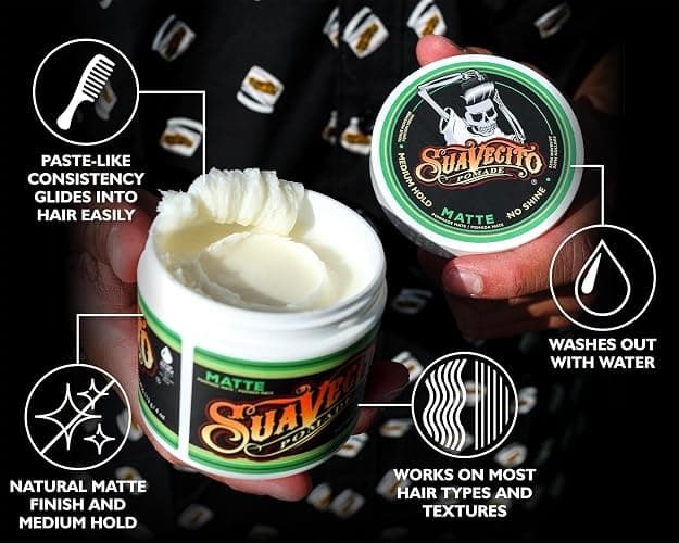 Suavecito Pomade Matte (No Shine) Formula 4 oz, 1 Pack - Medium Hold Hair Pomade For Men - Matte Hair Paste For Natural Texture Hairstyles thumbnail 4