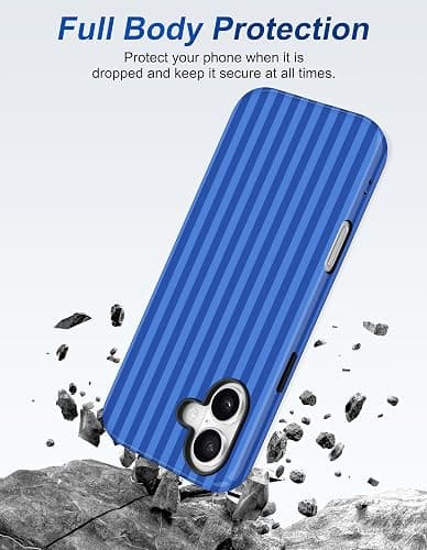 Aitipy Compatible with MagSafe Striped Phone Case for iPhone 16e/17e, Cute Magnetic Navy Blue Aesthetic Stripes Soft TPU and Hard PC Shockproof Protective Phone Cover for Women Girls thumbnail 4