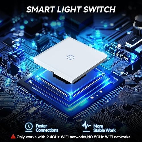 BSEED Smart Light Switch,Compatible with Alexa and Google Home,1 Gang 1 Way WiFi Touch Switch,2 Way or Multi-Way Control by SmartLife APP,White Alexa Switch with LED Indicator Light-Neutral Wire Need thumbnail 7