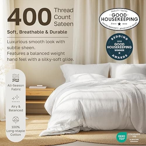 California Design Den Soft 100% Cotton Bed Sheets Full Size Set, 400 Thread Count Good Housekeeping Award Winner, Silky Smooth Sateen Weave with Deep Pockets, Durable Full Bed Sheet Set - Sky Blue thumbnail 3