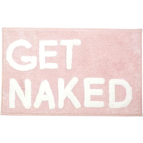 LABEND HOME Get Naked Bath Mat 20" x 31.5” - Funny Bathroom Rug, Plush Microfiber Non-Slip Backing, Machine Washable Quick-Dry Bath Decor - Pink - Image 1