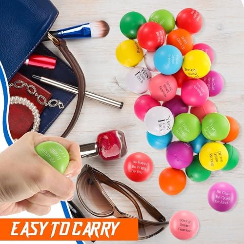 Harrycle 30 Pcs Kids Mini Motivational Stress Balls Small Inspirational Quotes Relief Stress Balls for Adults Hand Exercise Funny Anxiety Relief Toys thumbnail 6
