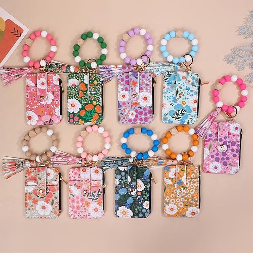 Angyape Women Boho Beaded Wallet Keychain Wristlet Wallet for Women Tassel Silicone Keychain Card Holder Small Purse Gifts thumbnail 7