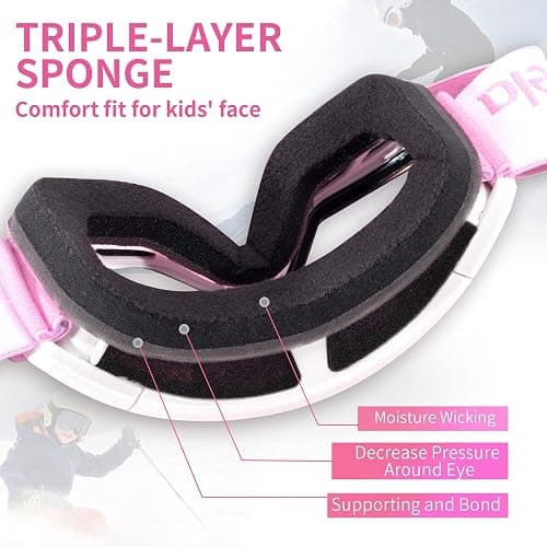 Freela Kids Ski Snowboard Goggles for Toddler(3-14) Youth Anti Fog Anti UV Goggles Girls Boys Snow Skiing Equipment thumbnail 7