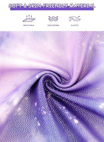 XiaoMoSha Girls Three-Piece Gymnastics Leotards Set Sleeveless Leotards with Shorts and Hairband Sparkly Gradient Color Ballet Dance Unitards Gymnastics Outfits for Kids 3-12 Years thumbnail 4